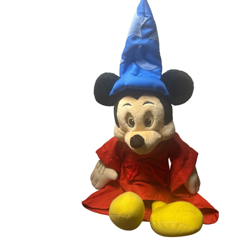 Disney Mickey Mouse Sorcerer Apprentice Fantasia Plush Blue Wizard Hat Red Robe